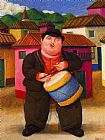Fernando Paintings - Hombre tocando el tambor by Fernando Botero